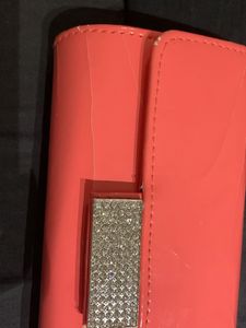 Coral Patent Leather Clutch