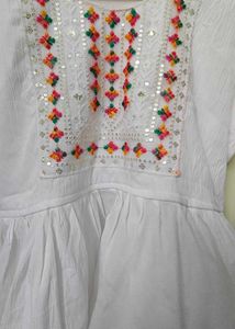 White Embroidered Peasant Top