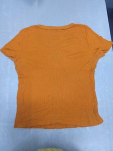 ZARA Orange V-Neck Tee