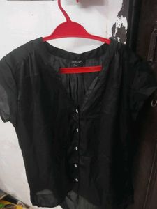 Black Button-Down Blouse