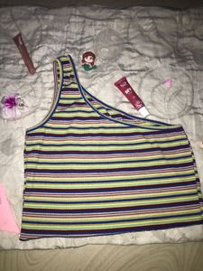 Striped One-Shoulder Tank Top