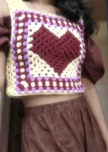 Crochet Heart Granny Square Vest