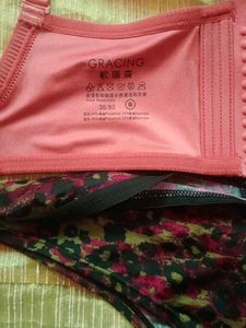 Peach Padded Bra &amp; Patterned Panties Set