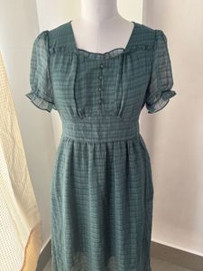 Green Checkered Midi Dress