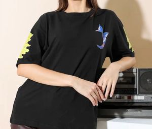 Unique black graphic tee with eye-catching detail