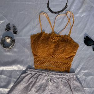 BACKLESS YELLOW BRALLETE