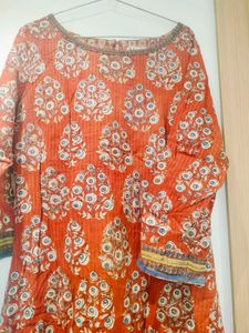 Fabindia Red Floral Print Kurta