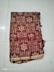 Maroon & Gold Embroidered Bandani Saree