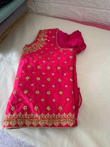 Pink Embroidered Saree Blouse