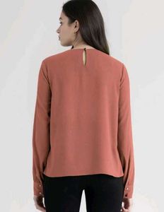 Casual regular sleeves solid women top brown