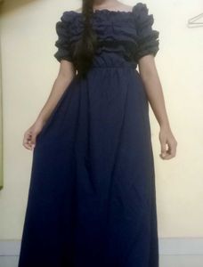 Navy Blue Off-Shoulder Maxi Dress