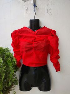 🎀SELL🎀H&M Georgette Red Top NEW WITHOUT TAG