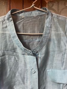 So Preety Organza Shirt Pattern Top ,sky Blue In C