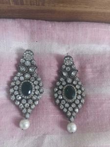 Statement Emerald & Crystal Earrings
