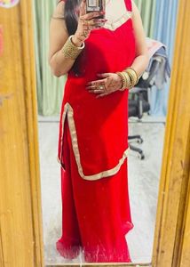 Designer Beautiful Red  Sleeveless Suit