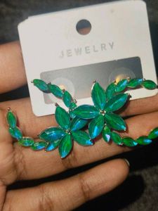 Green Flower Earrings