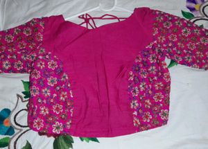 Floral Magenta Blouse ( Princess cut )