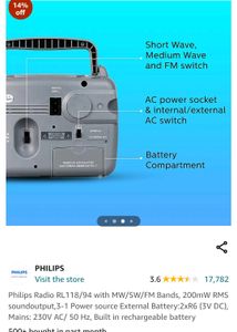 Philips Radio RL118/94 with MW/SW/FM Bands, 200mW
