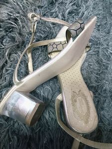 Sandals With Crystal Block Heel