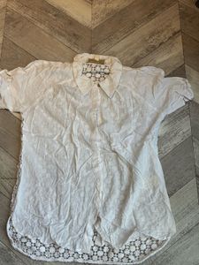 White Lace Trimmed Top