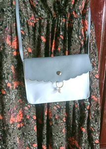 Floral Print Maxi Dressb and Sling Bag Combo