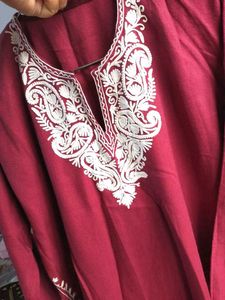 Woolen Pheran with Floral Embroidery