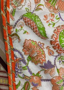 Floral Cotton Maxi Dress With Pants &amp; Dupatta