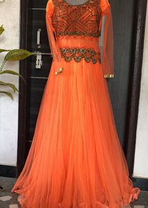 Elegant Coral Ethnic Gown