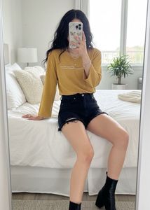 Mustard/ Yellow Solid Full Sleeve Top Tshirt