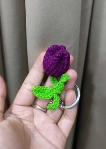 Crochet Tulip Keychain.