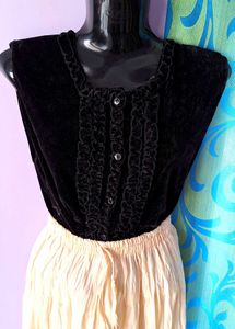 Vintage Velvet Ruffle Top