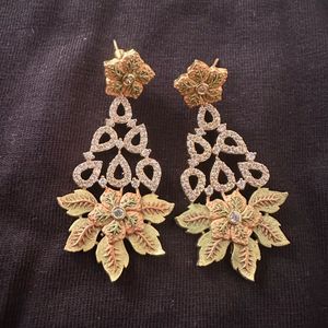 Gold plated Floral Diamond Earrings