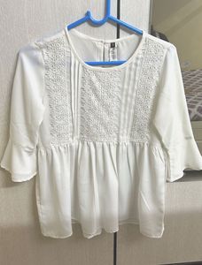 White Lace Detail Top