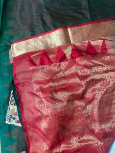 Pure Kanchipuram Saree With Contrast Blouse
