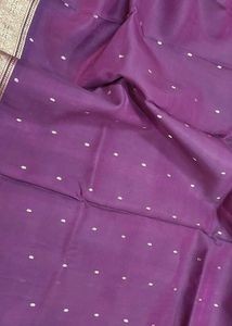 Purple Silk Saree with Gold Border