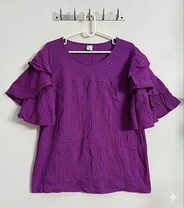 Purple Striped Flared Sleeve Top – Yash Gallery