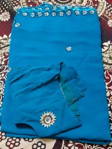 Teal Embellished Saree