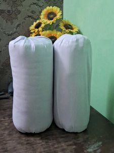 Takiya Pair of White Bolster Pillows Gift 🎁