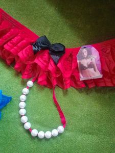 Lace Thong with Pearl Detail