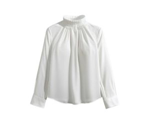 Elegant White High Neck Blouse