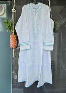 White Colour Embroidered Kurti