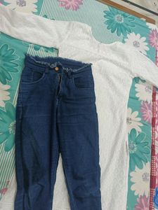 White Kurta With Blue Jeans