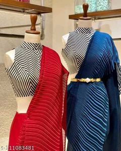 Crushed Saree Attached With Blouse