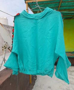 Teal Rose Sleeve Blouse