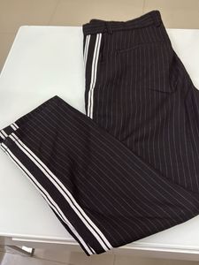 men Striped Black Pants