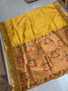 Yellow Golden Paithni Saree With Blouse