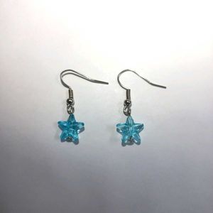 Handmade Star Earrings - Blue