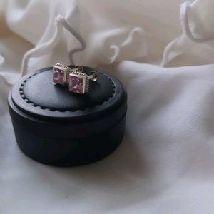 Pure Silver Sterling Pink AD stud