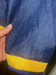 Denim Navy Blue Jacket with Yellow Trim