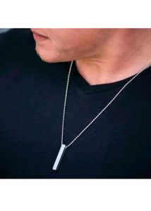 Silver Bar Pendant Necklace